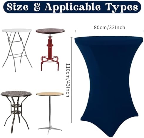 8 Pack Cocktail Table Covers 32x43 Inch Fitted Stretch Spandex Square Corners Table Cover High Top Cocktail, alternate view 2