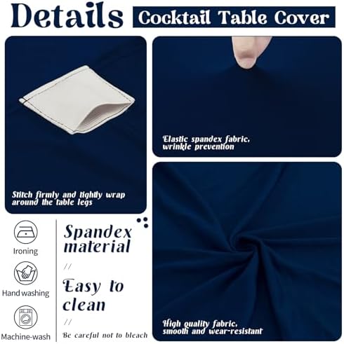 8 Pack Cocktail Table Covers 32x43 Inch Fitted Stretch Spandex Square Corners Table Cover High Top Cocktail, alternate view 3