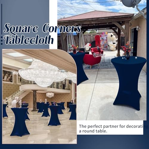 8 Pack Cocktail Table Covers 32x43 Inch Fitted Stretch Spandex Square Corners Table Cover High Top Cocktail, alternate view 6