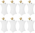 8 Pack Cocktail Table Covers 32x43 Inch Fitted Stretch Spandex Square Corners White Table Cover High Top