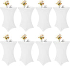 8 Pack Cocktail Table Covers 32x43 Inch Fitted Stretch Spandex Square Corners White Table Cover High Top