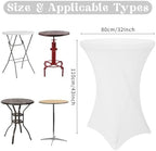 8 Pack Cocktail Table Covers 32x43 Inch Fitted Stretch Spandex Square Corners White Table Cover High Top, alternate view 2