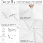 8 Pack Cocktail Table Covers 32x43 Inch Fitted Stretch Spandex Square Corners White Table Cover High Top, alternate view 3