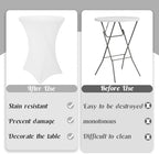 8 Pack Cocktail Table Covers 32x43 Inch Fitted Stretch Spandex Square Corners White Table Cover High Top, alternate view 4