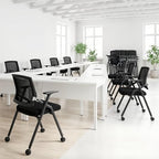 8 Pack Conference Room Chairs with Paddle Folding Office Chair Foldable Desk Chair Mesh Back and Arms for