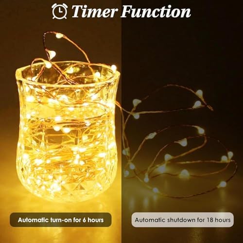 8 Pack Fairy Lights Battery Operated Twinkle Lights Remote Warm White in Warm White, alternate view 2