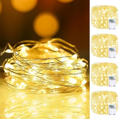 8 Pack Fairy Lights Battery Operated Twinkle Lights Remote Warm White in Warm White, alternate view 6