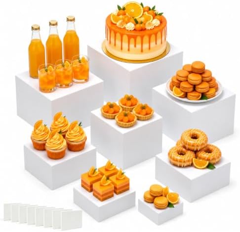 8 Pack, Food Display Stands for Dessert Table in White