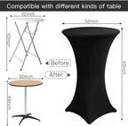 8 Pack High Top Cocktail Table Covers Black 32x43 Inch Fitted Stretch Round Cocktail Table Tablecloths Spandex, alternate