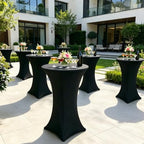 8 Pack High Top Cocktail Table Covers Black 32x43 Inch Fitted Stretch Round Cocktail Table Tablecloths Spandex, alternate