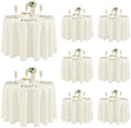 8 Pack Ivory Round Tablecloths 120 Inch for 48"-96" Tables in Ivory