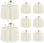 8 Pack Ivory Round Tablecloths 120 Inch for 48"-96" Tables in Ivory