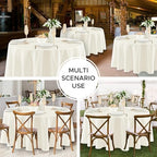 8 Pack Ivory Round Tablecloths 120 Inch for 48"-96" Tables in Ivory, alternate view 5
