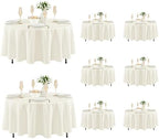 8 Pack Ivory Round Tablecloths 70 Inch for 36"-48" Tables in Ivory