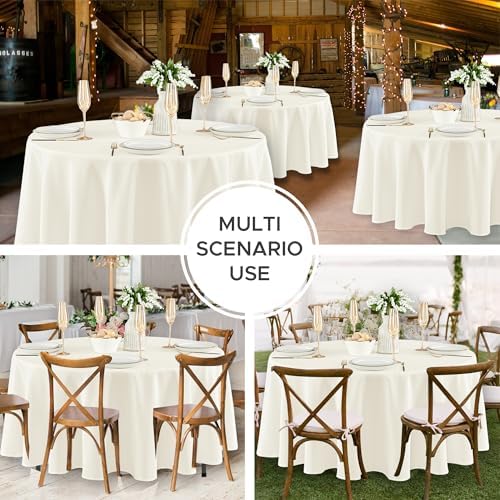 8 Pack Ivory Round Tablecloths 70 Inch for 36"-48" Tables in Ivory, alternate view 6