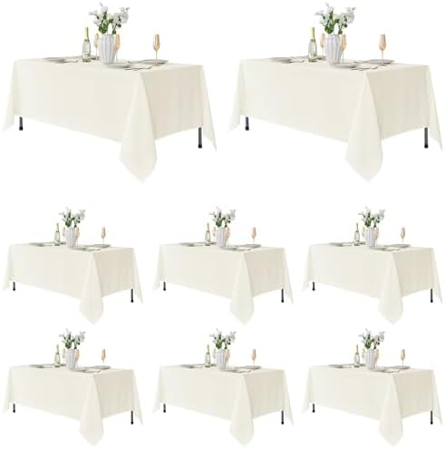 8 Pack Ivory Tablecloths 60x102 Inch for 6 Ft Rectangle Tables in 60x102 Inch in Ivory