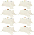 8 Pack Ivory Tablecloths 90x132 Inch for 6 Foot Rectangle Tables in 90x132 Inch in Ivory