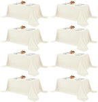 8 Pack Ivory Tablecloths 90x132 Inch for 6 Foot Rectangle Tables in 90x132 Inch in Ivory