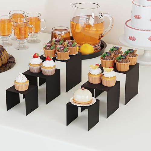 8 Pack Metal Black Riser Square Display Stand For Cupcakes, Arts and Crafts (8P-5INCH) in Black, alternate view 4