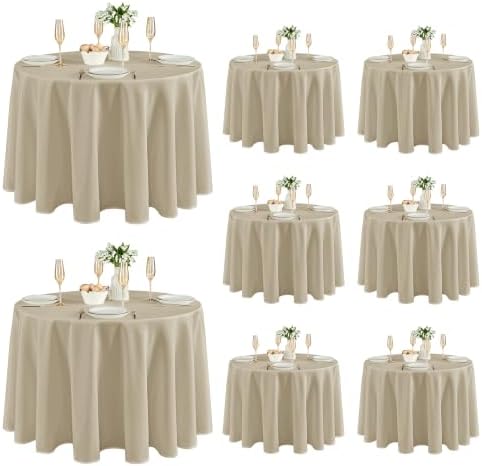 8 Pack Nature Tablecloths 120 Inch Round for 48"-96" Tables in Nature