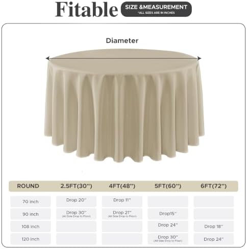8 Pack Nature Tablecloths 120 Inch Round for 48"-96" Tables in Nature, alternate view 5