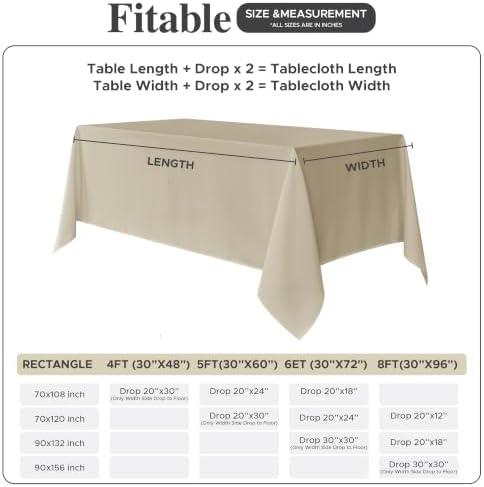 8 Pack Nature Tablecloths 70x120 Inch for 6-8 Ft Rectangle Tables in 70x120 Inch in Nature, alternate view 5