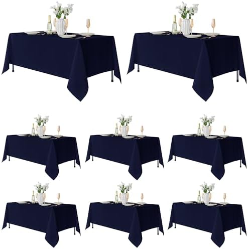 8 Pack Navy Tablecloths 70x120 Inch for 6-8 Ft Rectangle Tables in 70x120 Inch in Navy