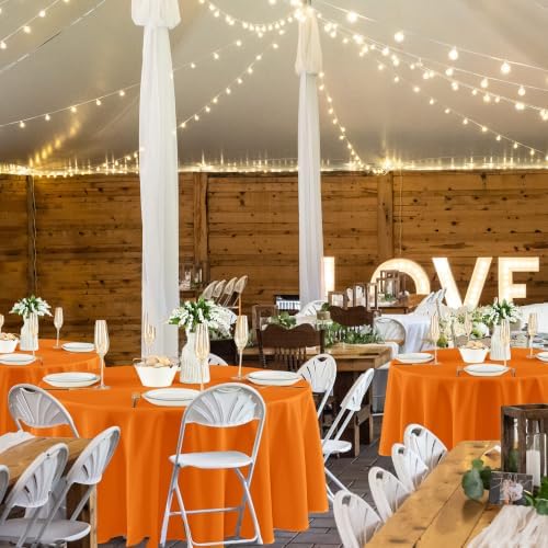 8 Pack Orange Tablecloths 120 Inch Round for 48"-96" Tables in Orange, alternate view 2