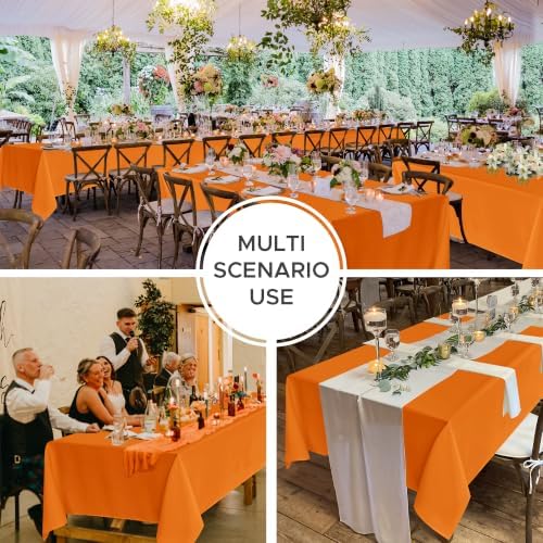 8 Pack Orange Tablecloths 120 Inch Round for 48"-96" Tables in Orange, alternate view 5