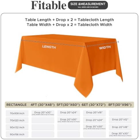 8 Pack Orange Tablecloths 70x108 Inch for 6 Ft Rectangle Tables in 70x108 Inch in Orange, alternate view 5