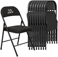 8 Pack Padded Folding Chairs, PU Leather Seat, 350 lb, Black in Black