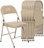 8 Pack Padded Folding Chairs, PU Leather Seat, 350 lb, Khaki in Khaki