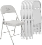 8 Pack Padded Folding Chairs, PU Leather Seat, 350 lb, White in White