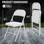 8 Pack Padded Folding Chairs, PU Leather Seat, 350 lb, White in White, alternate view 2