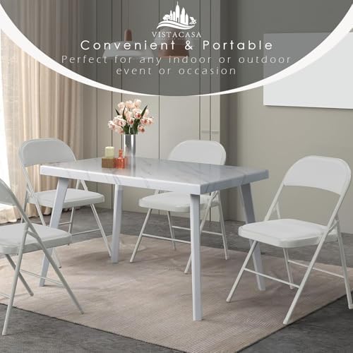 8 Pack Padded Folding Chairs, PU Leather Seat, 350 lb, White in White, alternate view 6