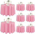 8 Pack Pink Tablecloths 120 Inch Round for 48"-96" Tables in Pink