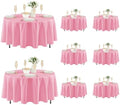 8 Pack Pink Tablecloths 84 Inch Round for 36"-60" Tables in Pink
