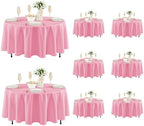 8 Pack Pink Tablecloths 84 Inch Round for 36"-60" Tables in Pink