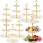 8 Pack Plastic 3 Tier Cupcake Dessert Stand Holder, Cream White in Cream White
