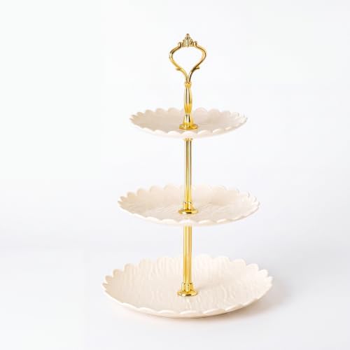 8 Pack Plastic 3 Tier Cupcake Dessert Stand Holder, Cream White in Cream White, alternate view 4
