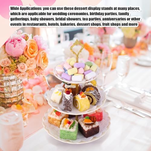 8 Pack Plastic 3 Tier Cupcake Dessert Stand Holder, Cream White in Cream White, alternate view 6