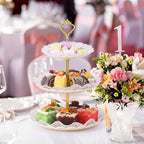 8 Pack Plastic 3 Tier Cupcake Dessert Stand Holder, Cream White in Cream White, alternate view 7