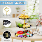 8 Pack Plastic 3 Tier Cupcake Stand Holder, Black in Black, alternate view 3