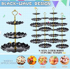 8 Pack Plastic 3 Tier Cupcake Stand Holder, Black in Black, alternate view 4