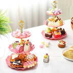 8 Pack Plastic 3 Tier Cupcake Stand Holder, Pink in Pink, alternate view 2