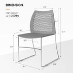 8 Pack Plastic Stacking Chairs, Stackable Office Chairs, Grey in Grey, alternate view 2