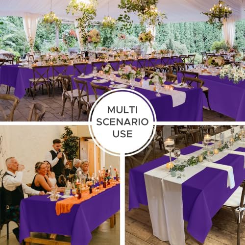 8 Pack Purple Tablecloths 120 Inch Round for 48"-96" Tables in Purple, alternate view 5
