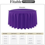 8 Pack Purple Tablecloths 120 Inch Round for 48"-96" Tables in Purple, alternate view 6