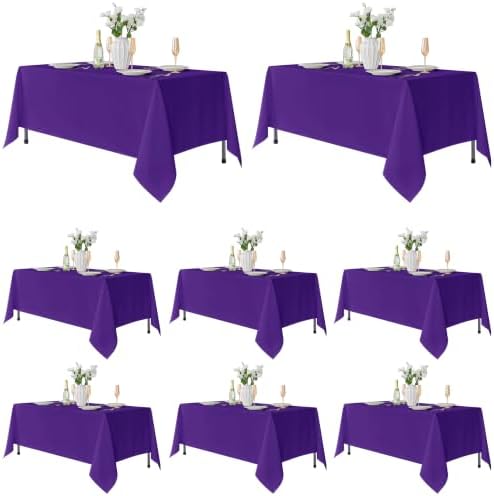 8 Pack Purple Tablecloths 70x120 Inch for 6-8 Ft Rectangle Tables in 70x120 Inch in Purple