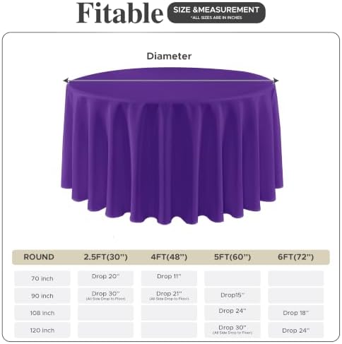 8 Pack Purple Tablecloths 84 Inch Round for 36"-60" Tables in Purple, alternate view 5